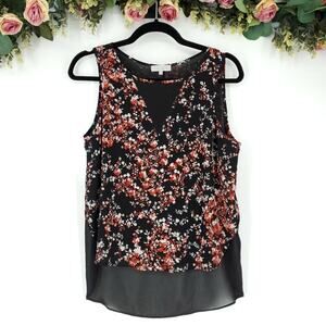 1. State Black and Red Floral Sleeveless Tank